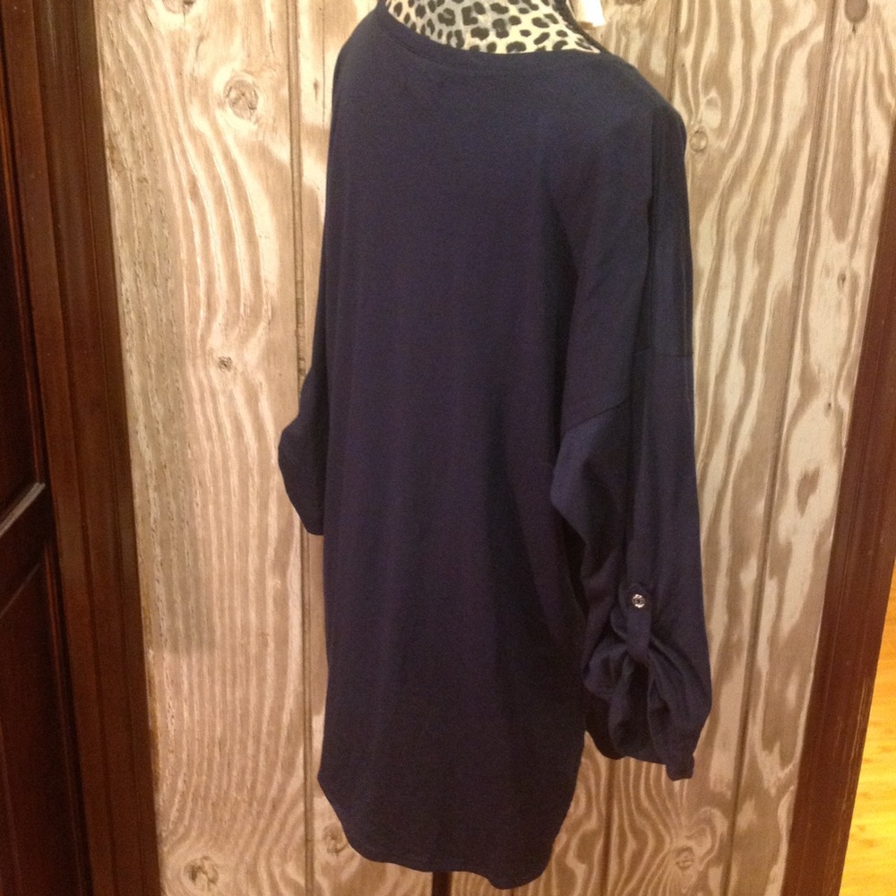 NEW Nautica Rich NAVY BLUE 100% Cotton Top XXL 3/4 SLEEVE - Picture 3 of 8